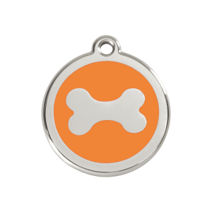 Orange Bone Dog ID Tag Medium
