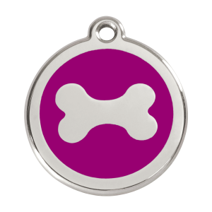 Purple Bone Dog ID Tag Large