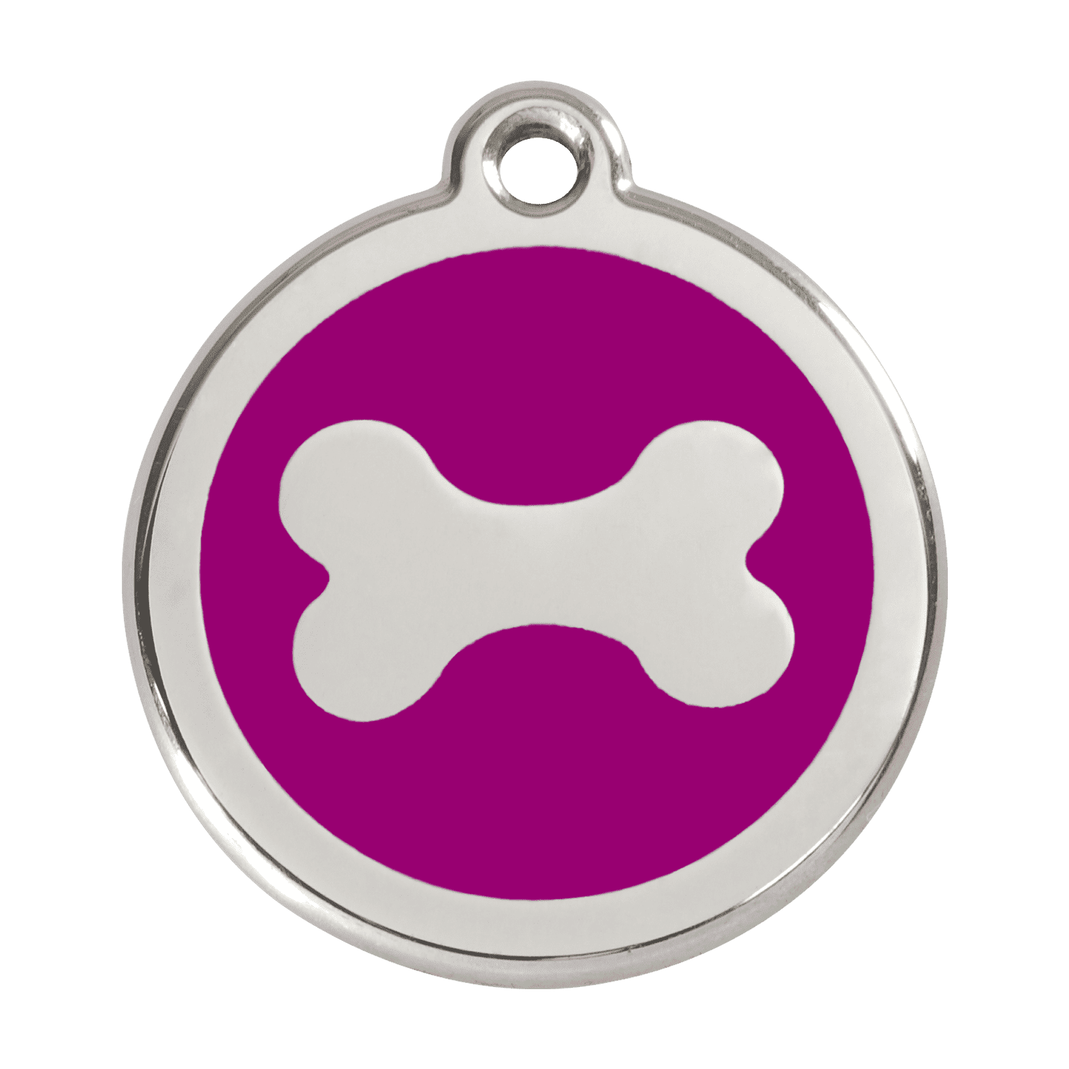 Vue avant - Médaille personnalisée pour chien en acier inoxydable violet Red Dingo - Size L