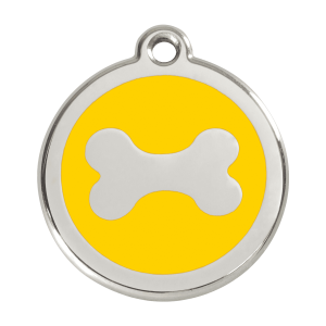 Yellow Bone Dog ID Tag Large Enamel & Stainless Steel
