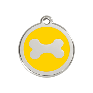 Yellow Bone Dog ID Tag Medium Enamel & Stainless Steel