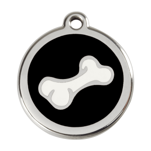 Black Cartoon Bone Dog ID Tag Large