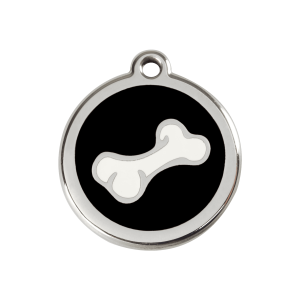 Black Cartoon Bone Dog ID Tag Medium