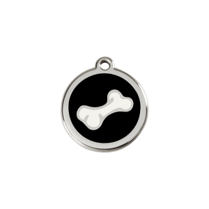 Black Cartoon Bone Cat ID Tag Small