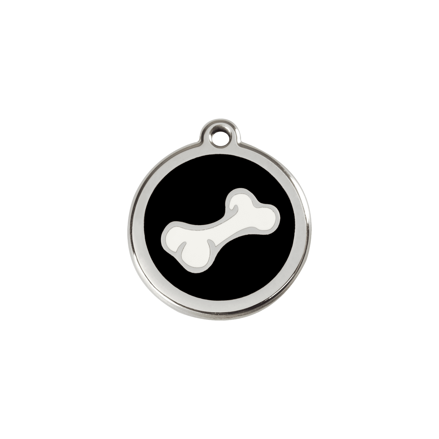 Vue avant - Médaille personnalisée Red Dingo Émail/Acier inoxydable - Os noir - Size S