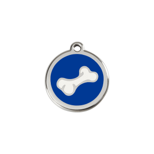 Dark Blue Cartoon Bone Cat ID Tag Small