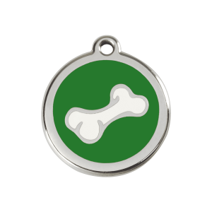 Green Cartoon Bone Dog ID Tag Medium