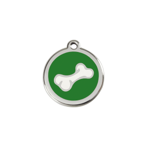 Green Cartoon Bone Cat ID Tag Small