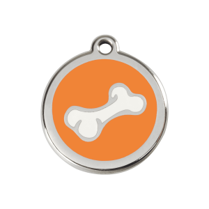 Orange Cartoon Bone Dog ID Tag Medium