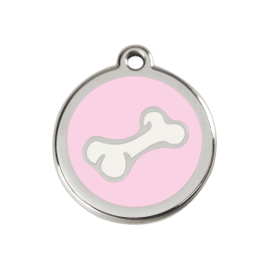 Medium Pink Cartoon Bone Dog ID Tag