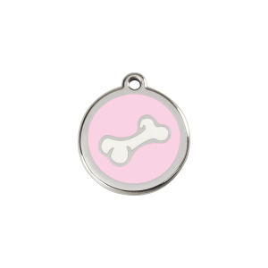 Small Pink Enamel Bone Cat ID Tag