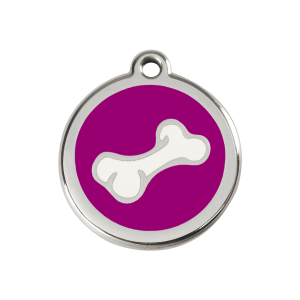 Purple Cartoon Bone Dog ID Tag Medium