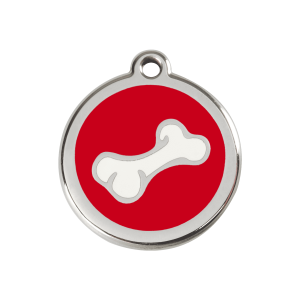 Red Cartoon Bone Dog ID Tag Medium