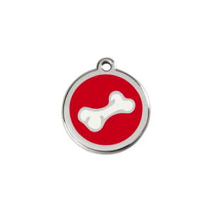 Red Cartoon Bone Cat ID Tag Small