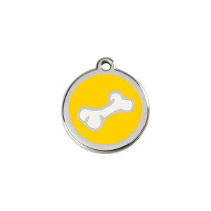 Yellow Cartoon Bone Cat ID Tag Small