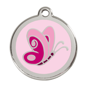 Pink Butterfly Dog ID Tag Large