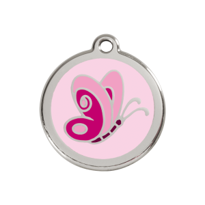 Pink Butterfly Dog ID Tag Medium
