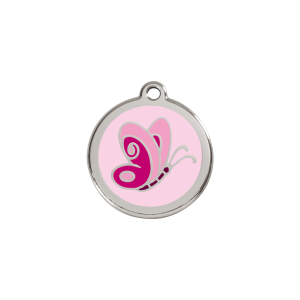 Pink Butterfly Cat ID Tag Small