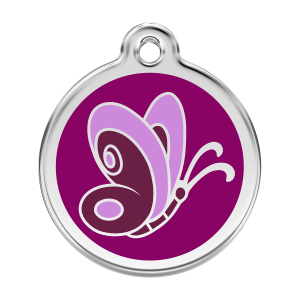 Purple Butterfly Dog ID Tag Large