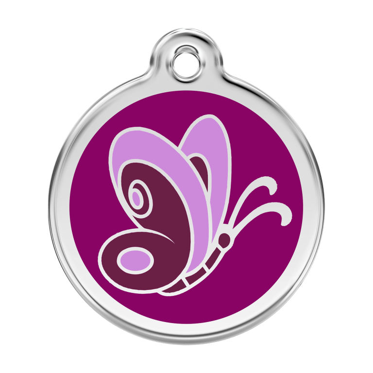 Vue avant - Médaille personnalisée Red Dingo papillon violet - Size L 38.00mm