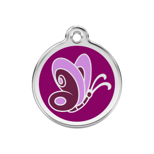 Purple Butterfly Dog ID Tag Medium