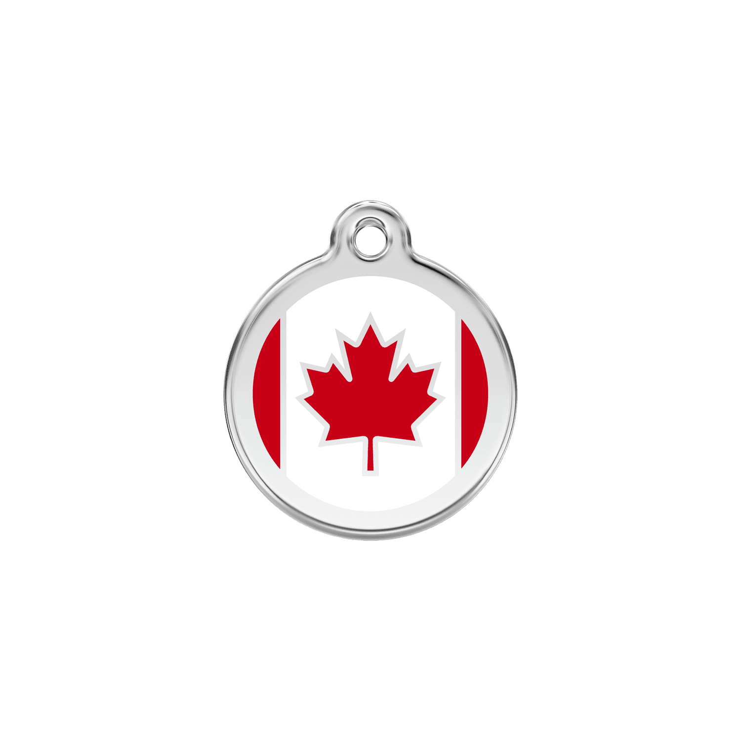 Vue avant - Médaille personnalisée pour chien/chat Red Dingo Émail & Acier Inoxydable Drapeau Canadien - Size S