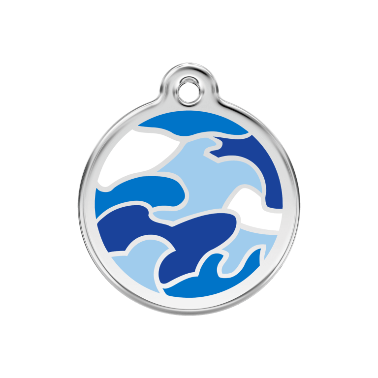 Vue avant - Médaille personnalisable pour chien Red Dingo Camouflage Bleu foncé - Size M