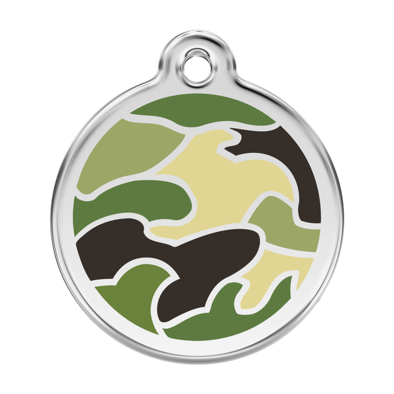 Vue avant - Médaille personnalisée pour chien Red Dingo Camouflage Vert - Size L - 01-CG-GR-LG