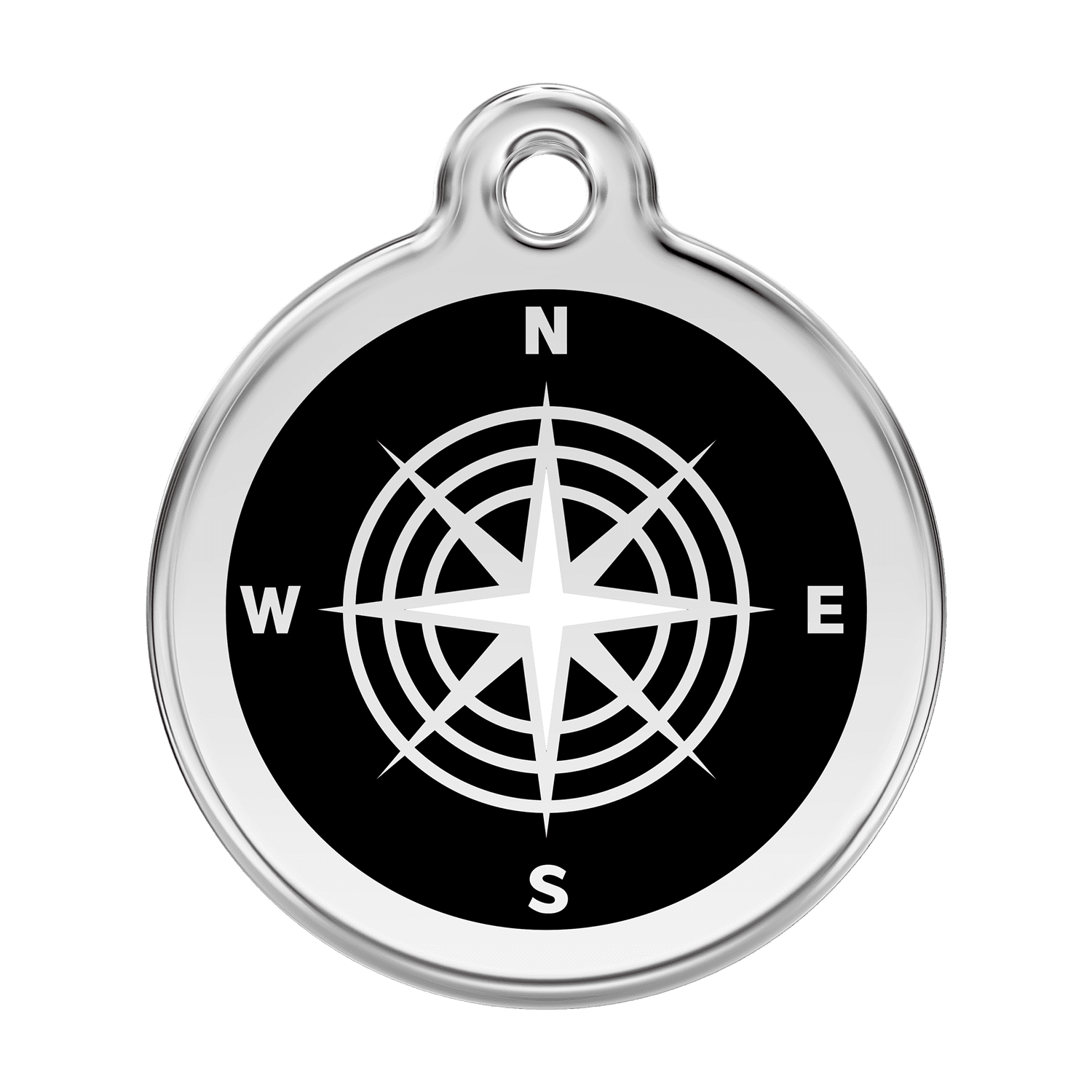 Vue avant - Médaille personnalisable pour chien en émail et acier inoxydable avec motif boussole - Red Dingo - Size L