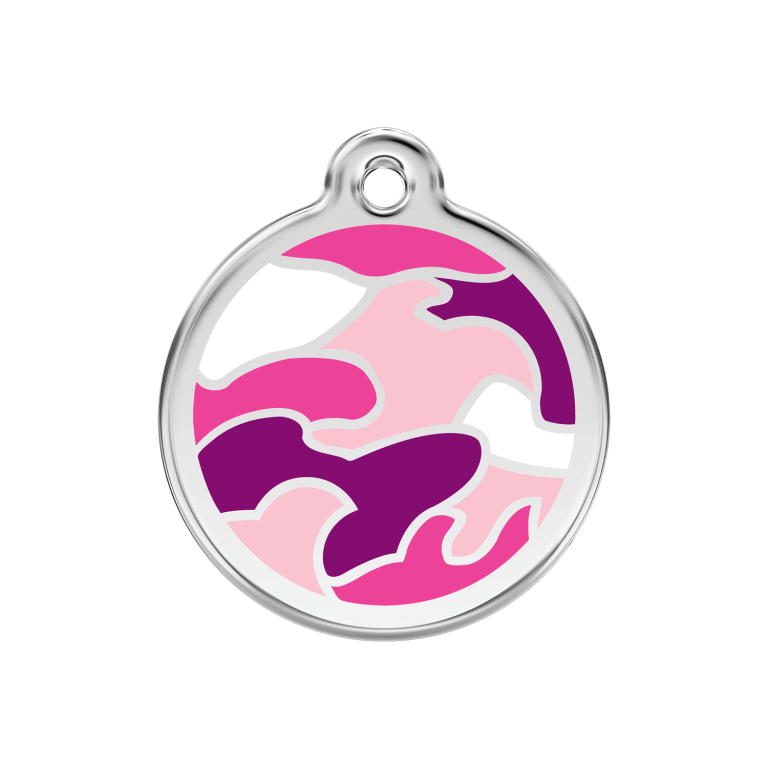 Vue avant - Médaille personnalisée pour chien Red Dingo Camouflage Rose - Size M