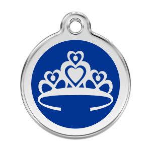 Dark Blue Crown Dog ID Tag Large