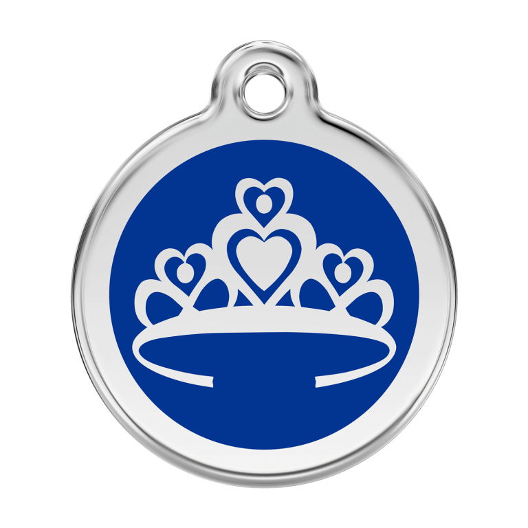 Vue avant - Médaille personnalisée pour chien Red Dingo Couronne Bleu foncé - Size L