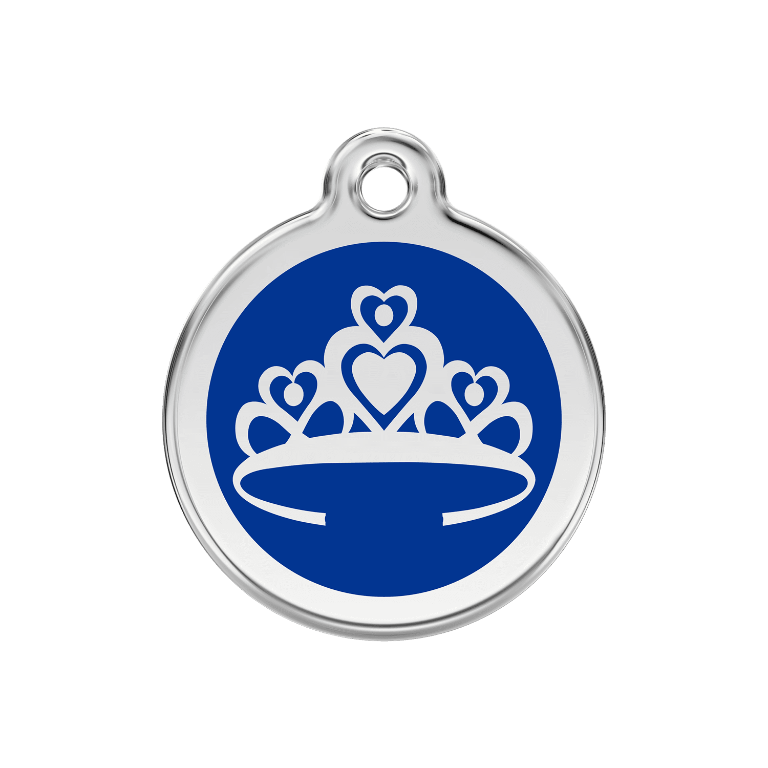 Vue avant - Médaille personnalisée pour chien Red Dingo Couronne Bleu foncé 30mm