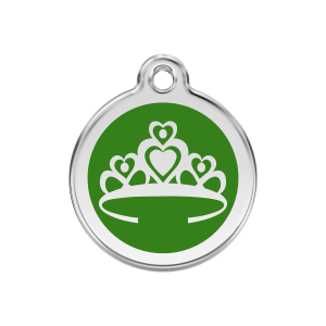 Green Crown Dog ID Tag Medium