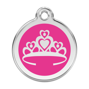 Bright Pink Crown Dog ID Tag Large