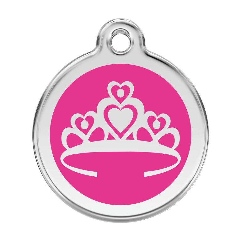 Vue avant - Médaille personnalisée pour chien Red Dingo Couronne Rose vif - Size L