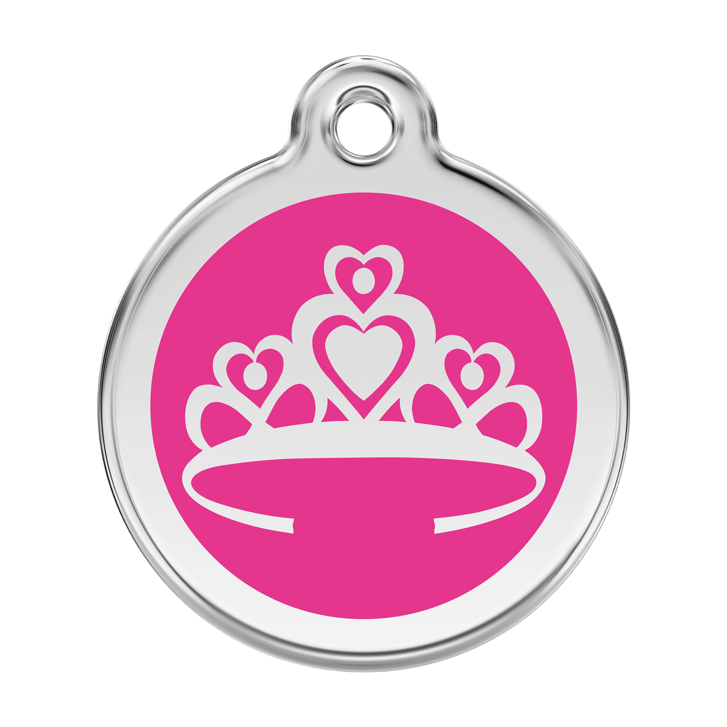 Vue avant - Médaille personnalisée pour chien Red Dingo Couronne Rose vif - Size L