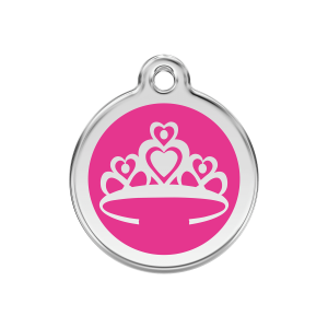 Bright Pink Crown Dog ID Tag Medium