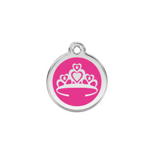 Bright Pink Crown Cat ID Tag Small