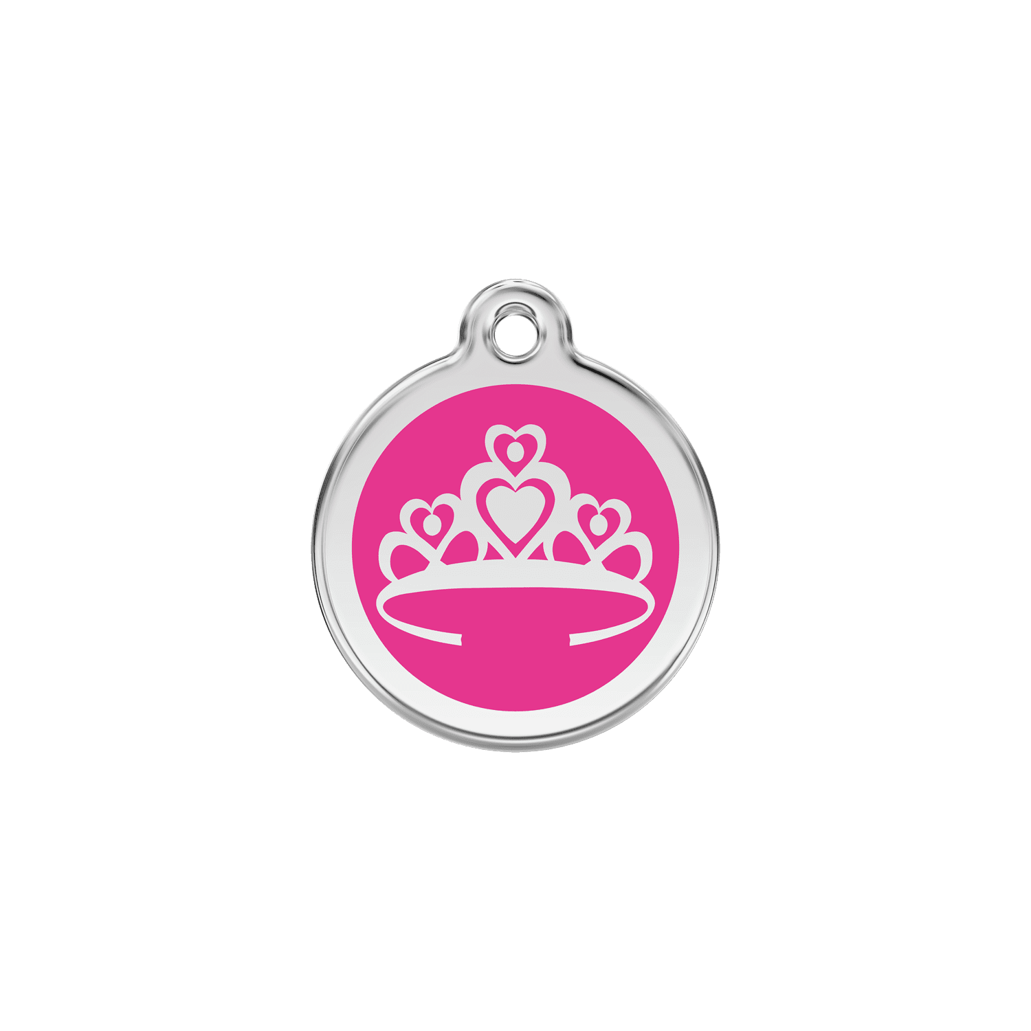 Vue avant - Médaille personnalisée pour chien/chat Red Dingo Couronne Rose vif - Size S
