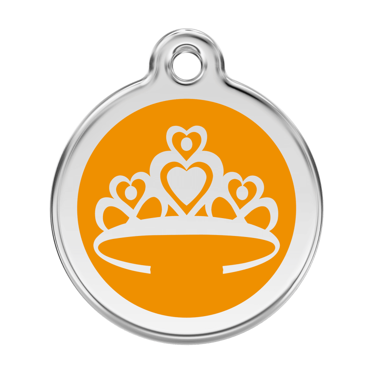 Vue avant - Médaille personnalisée pour chien Red Dingo Couronne Orange L - Gravure incluse