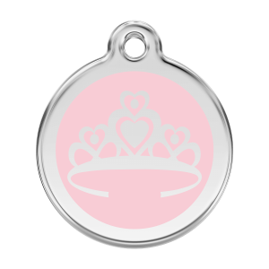 Pink Crown Dog ID Tag Large