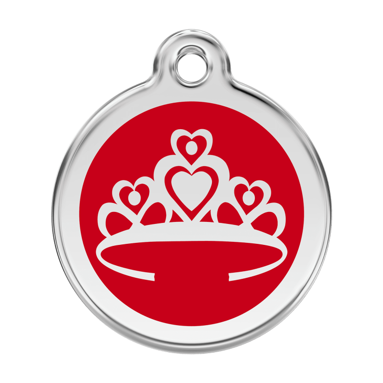 Vue avant - Médaille personnalisée pour chien Red Dingo Couronne Rouge Size L