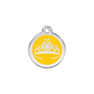 Yellow Crown Cat ID Tag Small 20mm Enamel & Stainless Steel