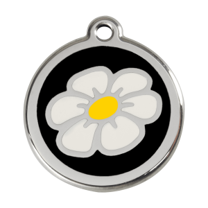 Black Daisy Dog ID Tag Large