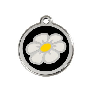Black Daisy Dog ID Tag Medium
