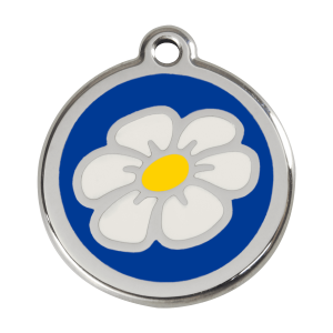 Dark Blue Daisy Dog ID Tag Large