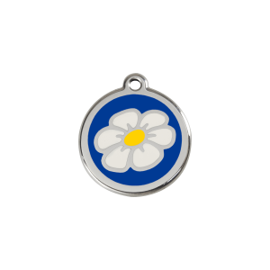 Dark Blue Daisy Cat ID Tag Small