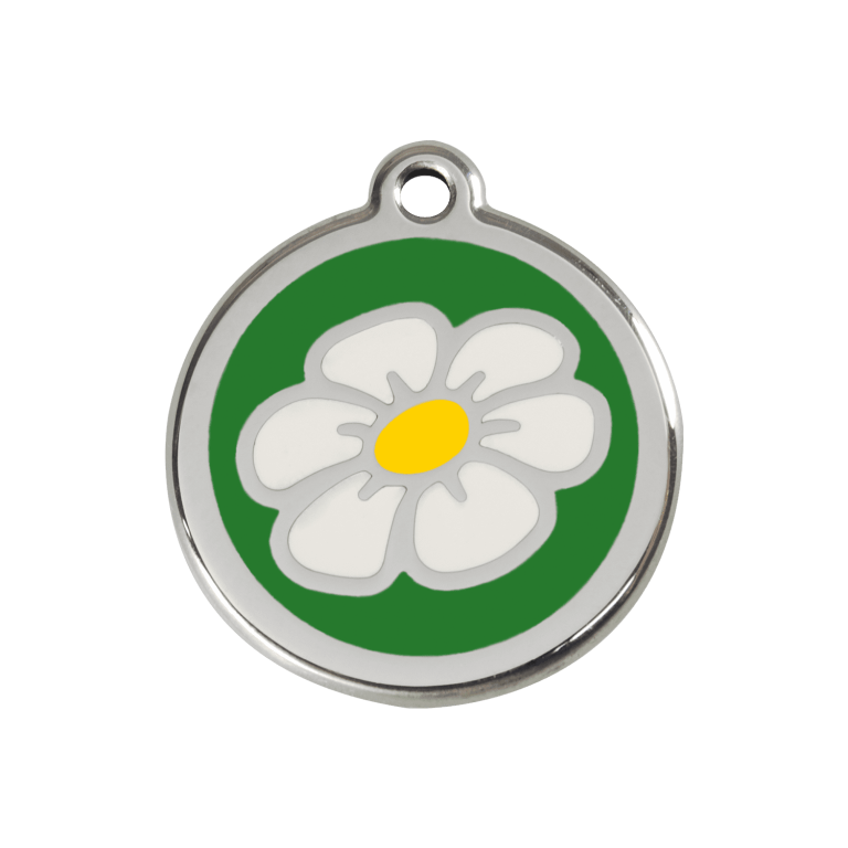 Vue avant - Médaille personnalisable pour chien ou chat - Red Dingo Marguerite Vert - Size M