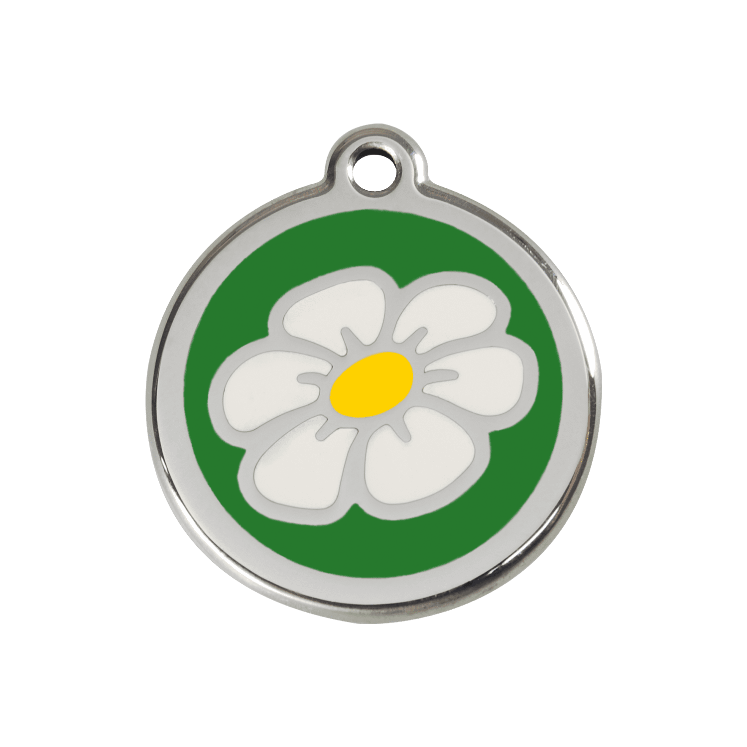 Vue avant - Médaille personnalisable pour chien ou chat - Red Dingo Marguerite Vert - Size M